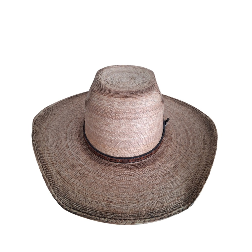 ARIAT Western Men's Fired Palm Leaf Straw Western Cowboy Hat Sun Protection Farm - Picture 5 of 16